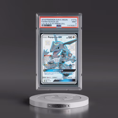 2018 Pokémon Sun & Moon Celestial Storm #177a Rayquaza GX - Holo Full Art 2019 Yellow A Hidden Fates