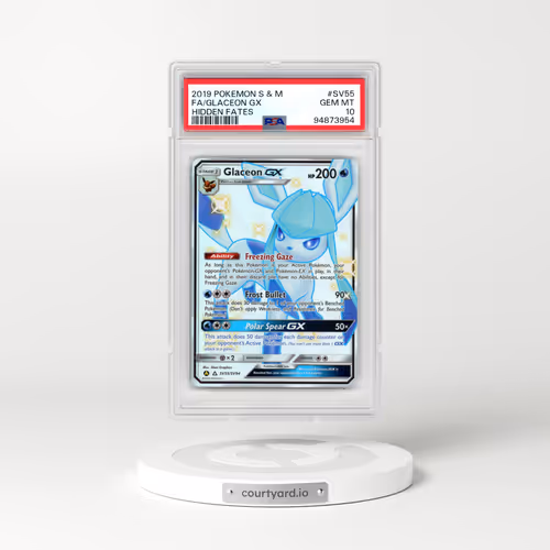 2019 Pokémon Sun & Moon Hidden Fates #SV55 Glaceon GX - Holo Full Art (PSA 10 GEM MINT)