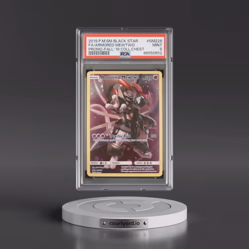 2019 Pokémon SM Black Star Promo #SM228 Armored Mewtwo - Full Art Fall 2019 Collector Chest (PSA 9 M