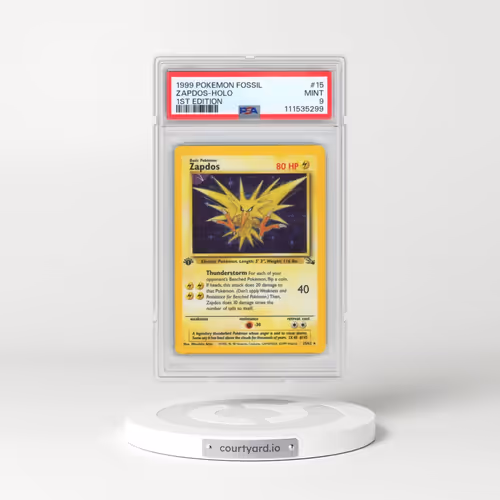 1999 Pokémon Fossil #15 Zapdos - 1st Edition Holo (PSA 9 MINT)