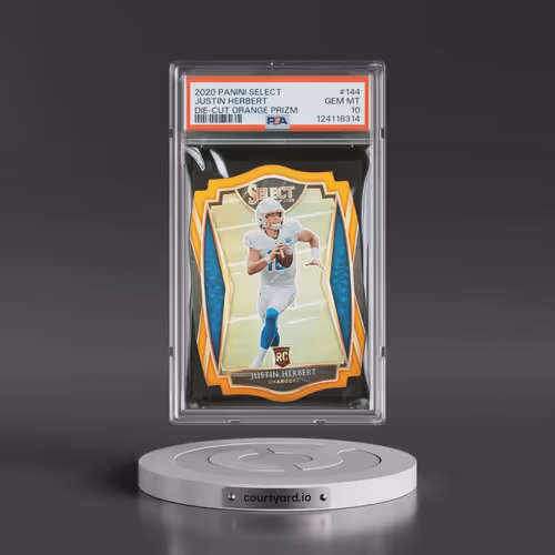 2020 Panini Select #144 Justin Herbert - Die-Cut Orange Prizm (PSA 10 GEM MINT)
