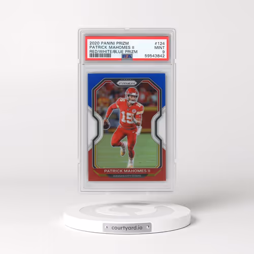 2020 Panini Prizm #124 Patrick Mahomes II - Red/White/Blue Prizm (PSA 9 MINT)