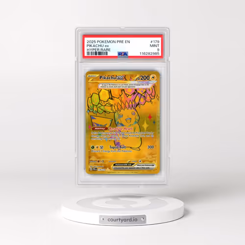 2025 Pokémon Pre EN-Prismatic Evolutions #179 Pikachu EX - Holo Hyper Rare (PSA 9 MINT)
