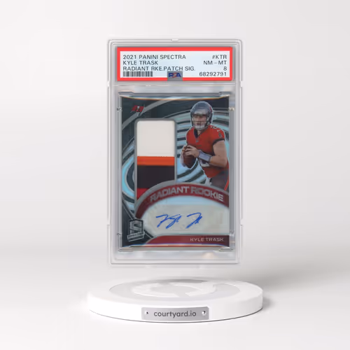 2021 Panini Spectra Radiant Rookie Patch Signatures #KTR Kyle Trask (PSA 8 NM-MT)
