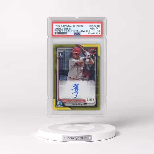 2024 Bowman Chrome Prospect Autographs #CPALSH Sheng-EN Lin - Yellow Refractor (PSA 10 GEM MINT)