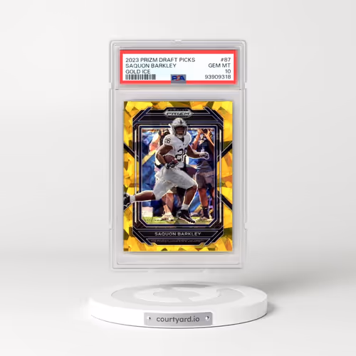 2023 Panini Prizm Draft Picks #87 Saquon Barkley - Gold Ice (PSA 10 GEM MINT)