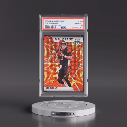 2020 Panini Mosaic #261 Joe Burrow - Reactive Gold (PSA 10 GEM MINT)