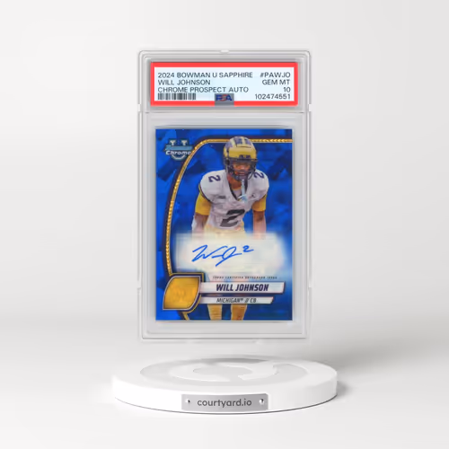 2024 Bowman University Chrome Bowman Chrome Sapphire Prospect Autographs #PAWJO Will Johnson (PSA 10 GEM MINT)