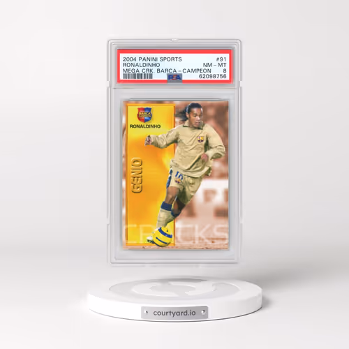 2004 Panini Sports Mega Cracks Barca #91 Ronaldinho - Campeon (Spanish) (PSA 8 NM-MT)