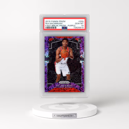 2019 Panini Prizm #255 Rui Hachimura - Fast Break Prizm-Purple (PSA 10 GEM MINT)