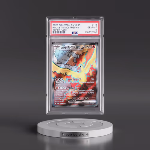 2025 Pokémon SV10-Glory of Team Rocket #112 Team Rocket's Moltres EX - Holo Super Rare (PSA 10 GEM M