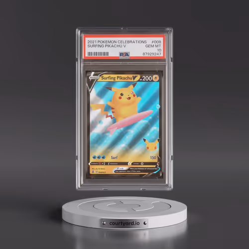 2021 Pokémon Celebrations #008 Surfing Pikachu V - Holo (PSA 10 GEM MINT)