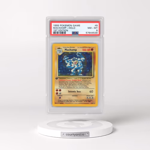 1999 Pokémon Game #8 Machamp - 1st Edition Holo (PSA 8 NM-MT)