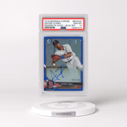 2018 Bowman Chrome Prospects Autographs #BCPAAF Antoni Flores - Blue Refractor (PSA 10 GEM MINT)
