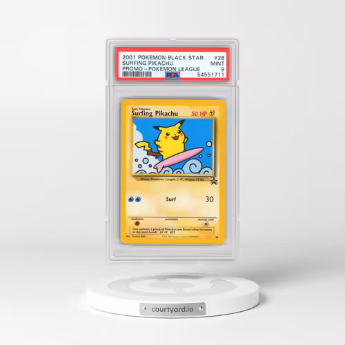 2001 Pokémon Promo Black Star #28 Surfing Pikachu - Pokemon League (PSA 9 MINT)