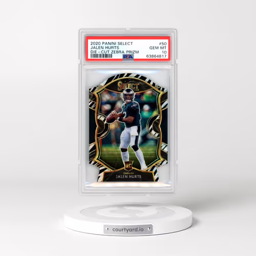 2020 Panini Select #50 Jalen Hurts - Die-Cut Zebra Prizm (PSA 10 GEM MINT)