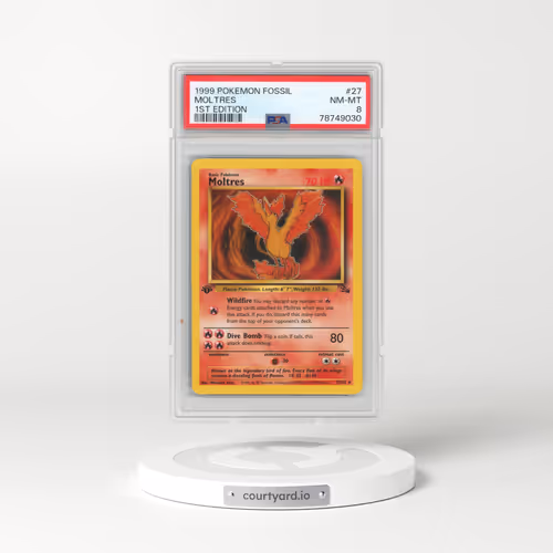 1999 Pokémon Fossil #27 Moltres - 1st Edition (PSA 8 NM-MT)