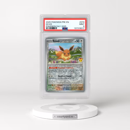 2025 Pokémon Pre EN-Prismatic Evolutions #074 Eevee - Pokemon Day 2025 (PSA 9 MINT)
