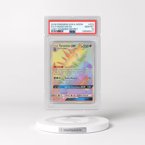 2018 Pokémon Sun & Moon Lost Thunder #223 Tyranitar GX - Holo Full Art Secret (PSA 10 GEM MINT)