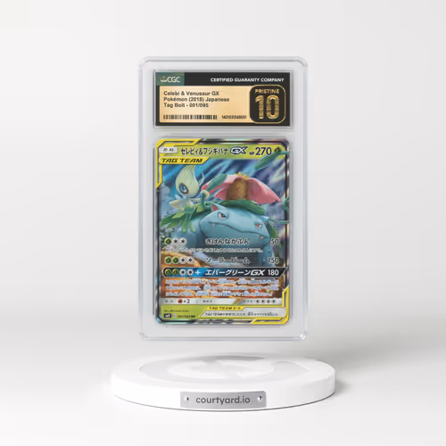 2018 Japanese Tag Bolt #1 Celebi & Venusaur GX - Full Art Holo (CGC 10 PRISTINE)