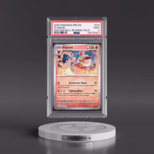 2025 Pokémon Pre EN-Prismatic Evolutions #013 Flareon - Reverse Holo Master Ball (PSA 9 MINT)