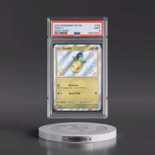 2024 Pokémon Paf EN-Paldean Fates #102 Smoliv - Shiny Rare (PSA 9 MINT)