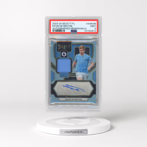 2023-24 Panini Select Premier League Autographed Memorabilia #AMKDB Kevin de Bruyne (PSA 9 MINT)