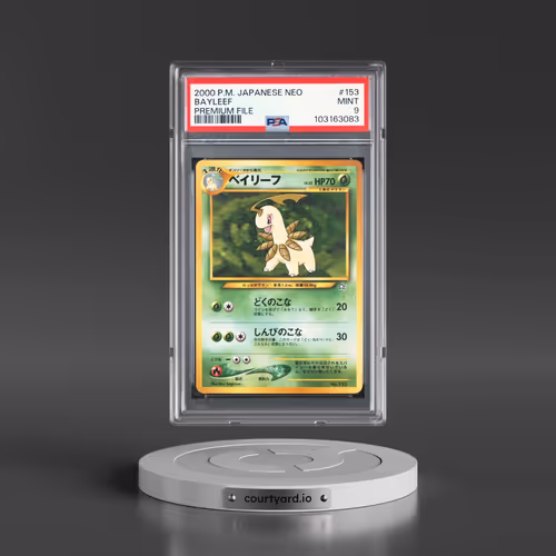 2000 Pokémon Neo #153 Bayleef - Premium File (PSA 9 MINT)