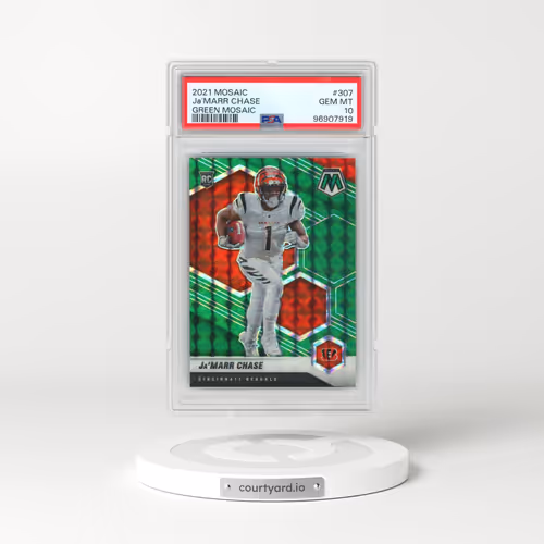 2021 Panini Mosaic #307 JA'Marr Chase - Green Mosaic (PSA 10 GEM MINT)