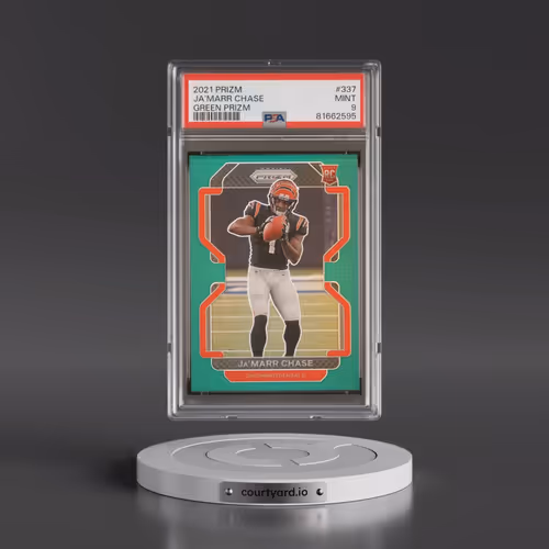 2021 Panini Prizm #337 JA'Marr Chase - Green Prizm (PSA 9 MINT)