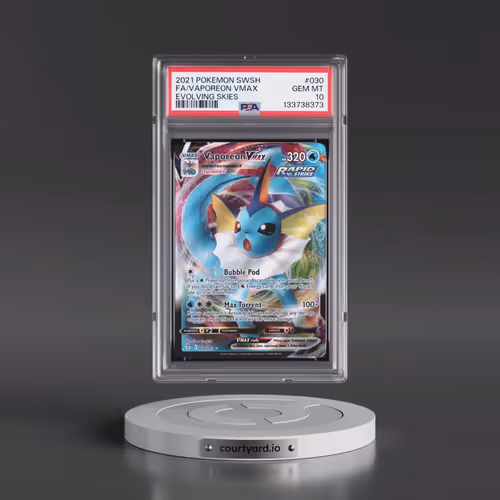 2021 Pokémon Sword & Shield Evolving Skies #030 Vaporeon Vmax - Full Art (PSA 10 GEM MINT)