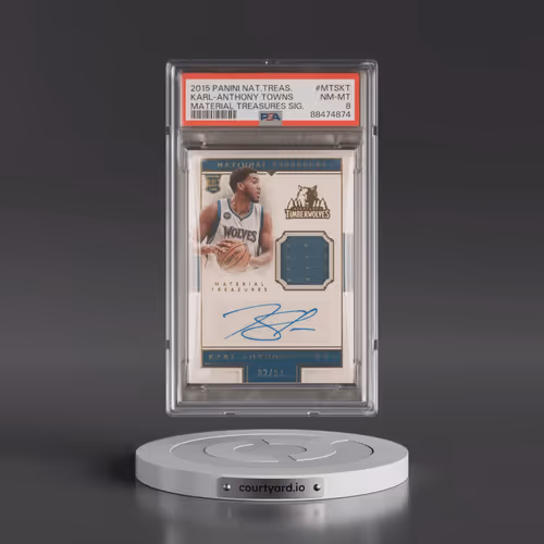 2015 Panini National Treasures Material Treasures Signatures #MTSKT Karl-Anthony Towns (PSA 8 NM-MT)