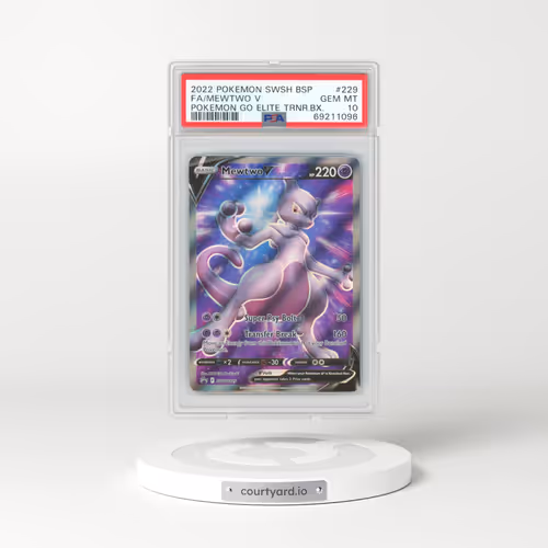 2022 Pokémon Swsh Black Star Promo #229 Mewtwo V - Holo Full Art Pokemon Go Elite Trainer Box (PSA 10 GEM MINT)