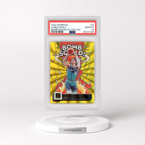 2022 Panini Donruss Bomb Squad #10 LaMelo Ball - Holo Laser Yellow (PSA 10 GEM MINT)
