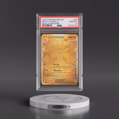 2025 Pokémon Meg EN-Mega Evolution #188 Mega Lucario EX - Holo Mega Hyper Rare (PSA 10 GEM MINT)