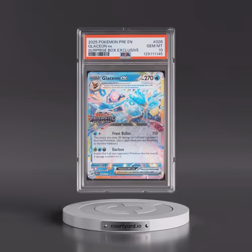 2025 Pokémon Pre EN-Prismatic Evolutions #026 Glaceon EX - Holo Surprise Box Exclusive (PSA 10 GEM M