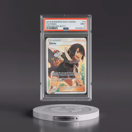2018 Pokémon Sun & Moon Dragon Majesty #70 Zinnia - Full Art (PSA 9 MINT)