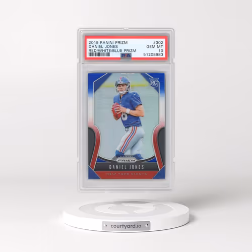 2019 Panini Prizm #302 Daniel Jones - Red/White/Blue Prizm (PSA 10 GEM MINT)
