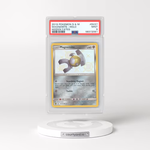 2019 Pokémon Sun & Moon Hidden Fates #SV27 Magnemite - Holo (PSA 9 MINT)