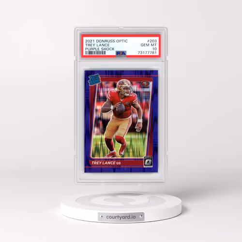 2021 Panini Donruss Optic #203 Trey Lance - Purple Shock (PSA 10 GEM MINT)
