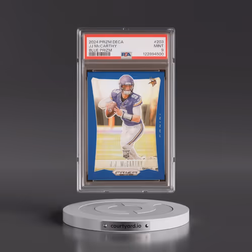 2024 Panini Prizm Deca #203 JJ McCarthy - Blue Prizm (PSA 9 MINT)