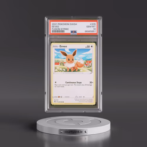 2021 Pokémon Sword & Shield Fusion Strike #205 Eevee (PSA 10 GEM MINT)
