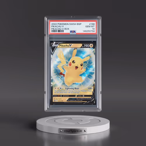 2022 Pokémon Swsh Black Star Promo #198 Pikachu V - Holo Pikachu V Box (PSA 10 GEM MINT)