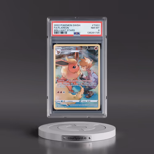 2022 Pokémon Sword & Shield Brilliant Stars #TG01 Flareon - Full Art (PSA 8 NM-MT)