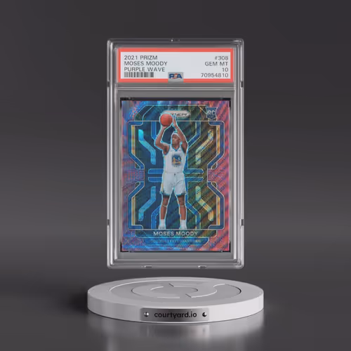 2021 Panini Prizm #308 Moses Moody - Purple Wave (PSA 10 GEM MINT)