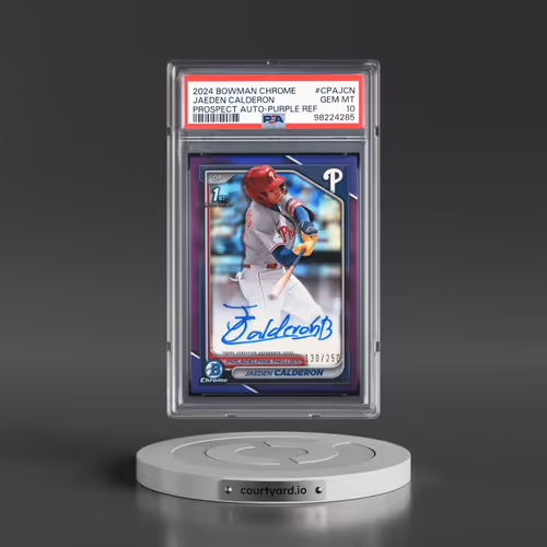 2024 Bowman Chrome Prospect Autographs #CPAJCN Jaeden Calderon - Purple Refractor (PSA 10 GEM MINT)