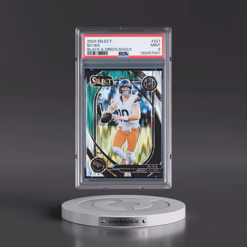 2024 Panini Select #221 Bo Nix - Black & Green Shock (PSA 9 MINT)