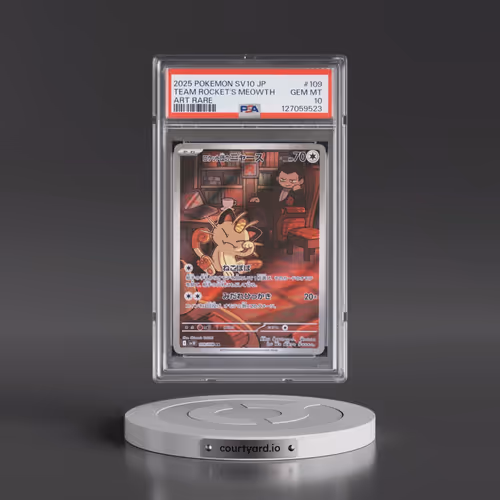 2025 Pokémon SV10-Glory of Team Rocket #109 Team Rocket's Meowth - Art Rare (PSA 10 GEM MINT)