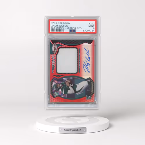 2021 Panini Certified #202 Zach Wilson - Signature Jersey-Mirror Red (PSA 9 MINT)