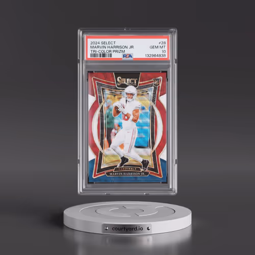 2024 Panini Select #28 Marvin Harrison Jr. - Tri-Color Prizm (PSA 10 GEM MINT)
